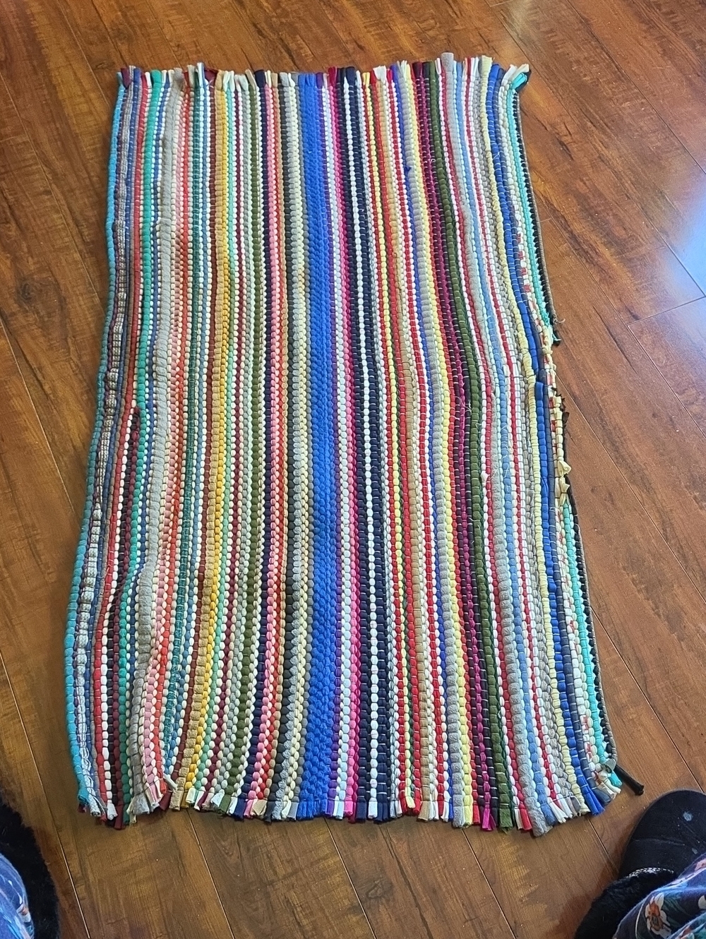 Multicolor Striped Woven Skirt - Vibrant Rainbow Stripes RAG RUG